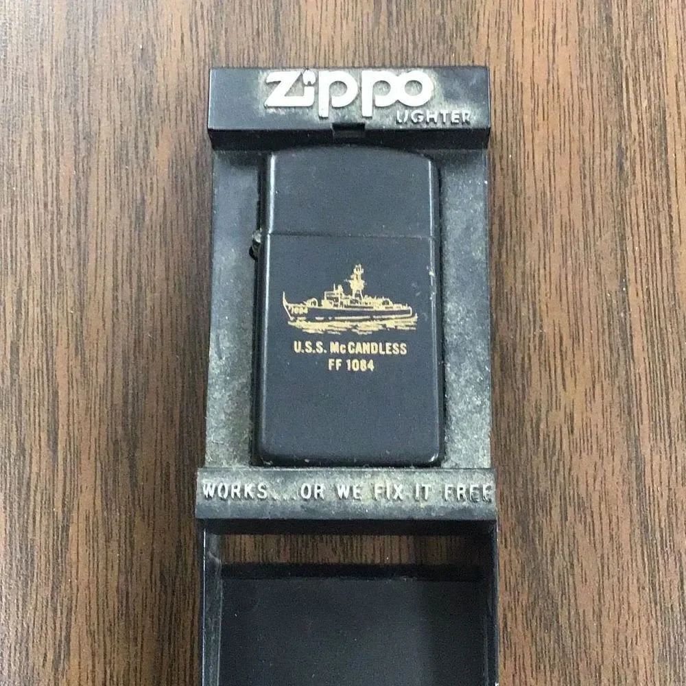 Zippo, vintage navy dock style, USS McDaniels, fast frigate, 1084 light use